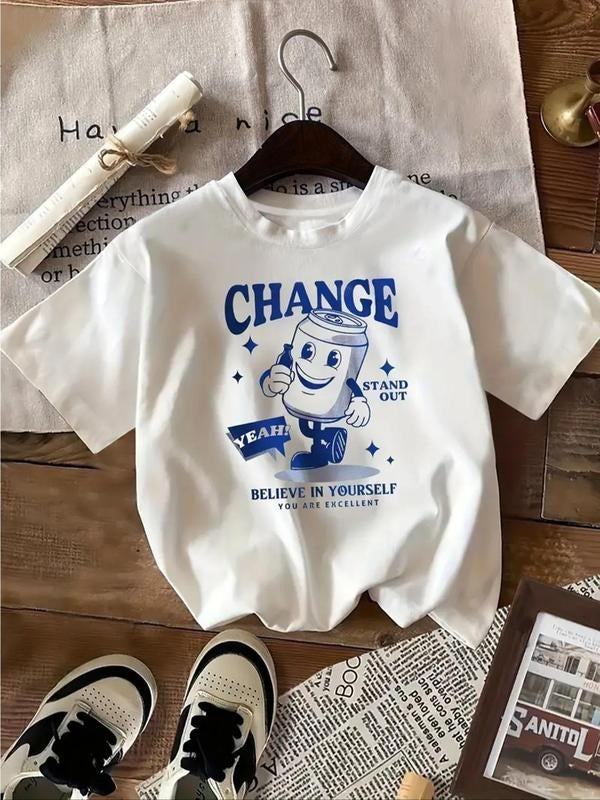 Cartoon Letter Print Round Neck Casual Short Sleeve - Adult & Kids T-Shirts, Sweatshirts & Hoodies apparel design preview 1