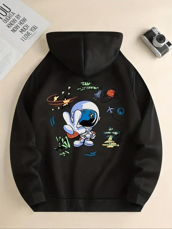 Cartoon Astronaut Print Casual Letter Hooded Daily - Adult & Kids T-Shirts, Sweatshirts & Hoodies apparel design preview 1