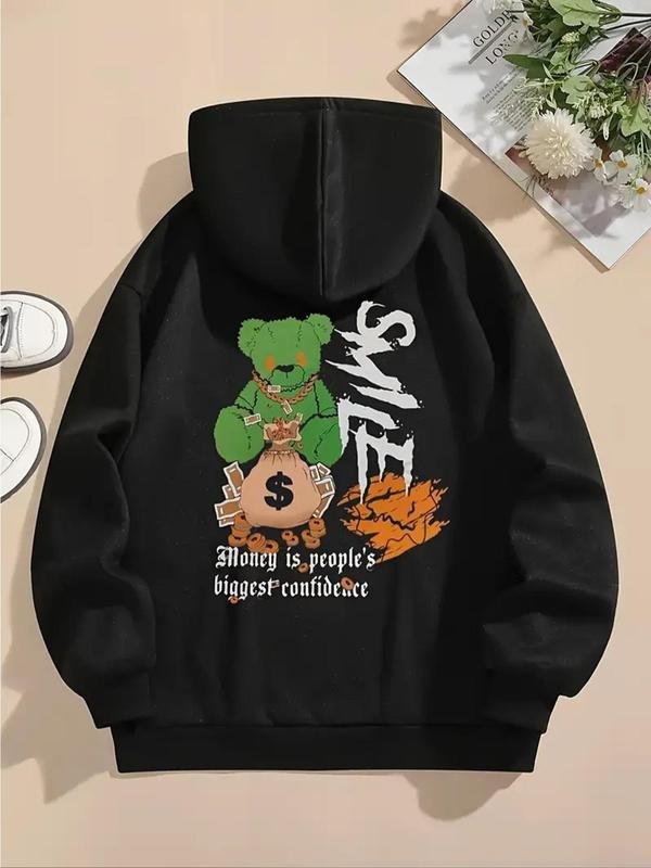 Cartoon Bear Money Print Thermal Lined Casual Letter - Adult & Kids T-Shirts, Sweatshirts & Hoodies apparel design preview 1