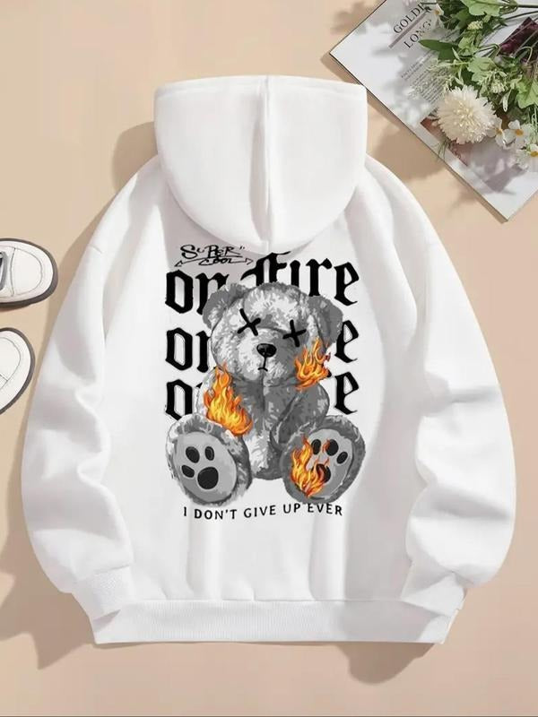 Cartoon Bear Print Drawstring Casual Hooded Daily - Adult & Kids T-Shirts, Sweatshirts & Hoodies apparel design preview 1