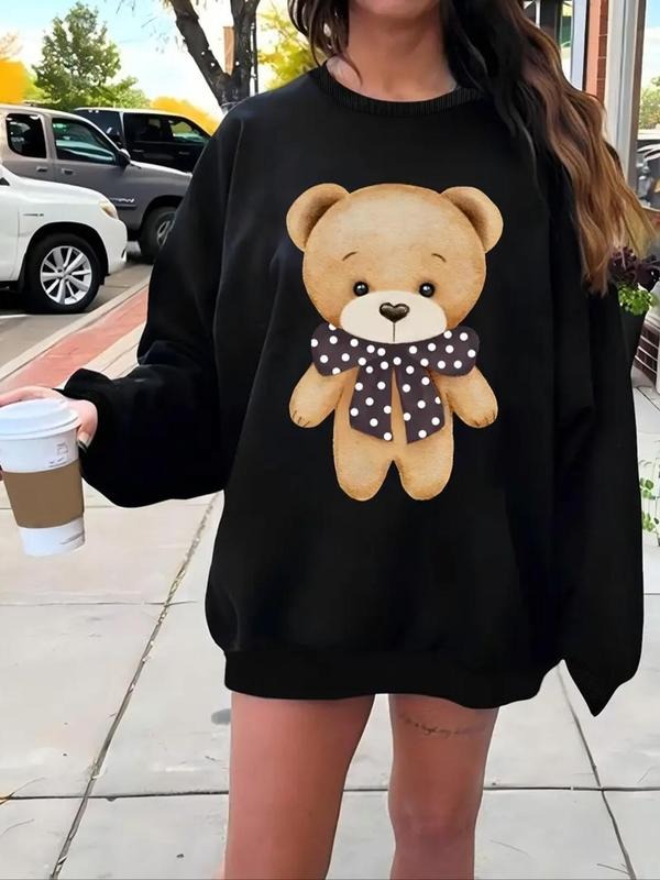 Cartoon Bear Print Drop Shoulder Casual Round Neck - Adult & Kids T-Shirts, Sweatshirts & Hoodies apparel design preview 1