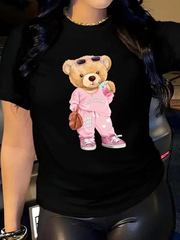 Cartoon Bear Print Round Neck Casual Crew Daily - Adult & Kids T-Shirts, Sweatshirts & Hoodies apparel design preview 1