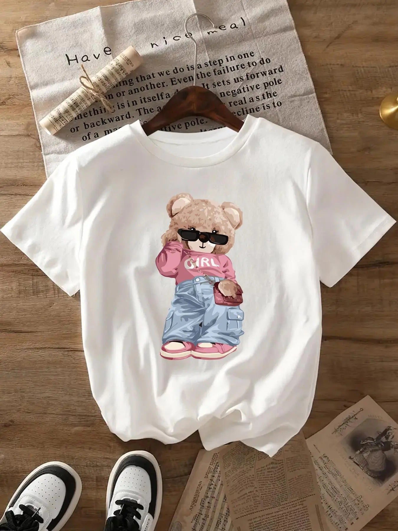 Cartoon Bear Print Round Neck Casual Crew Daily - Adult & Kids T-Shirts, Sweatshirts & Hoodies apparel design preview 1