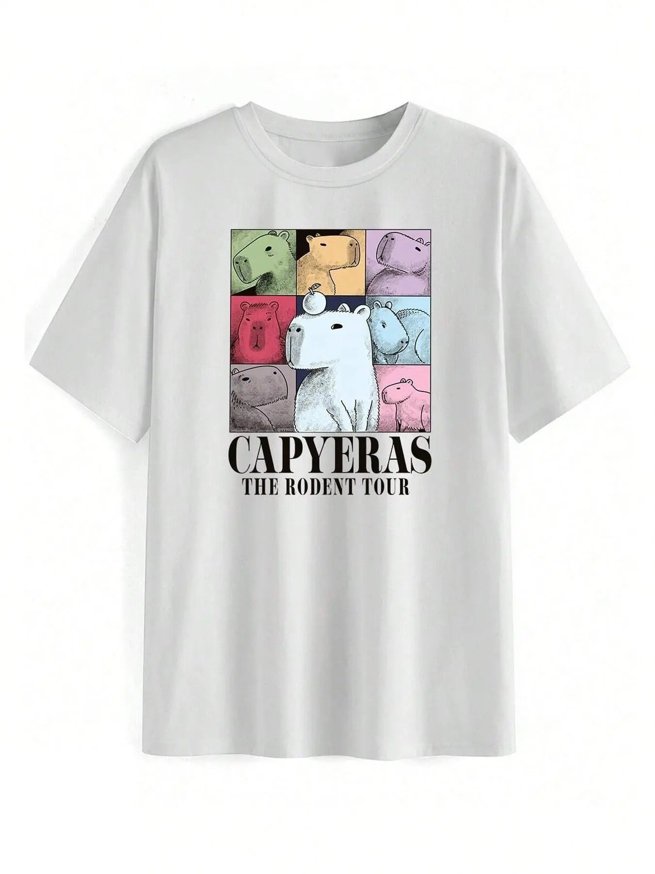 Cartoon Capybara Print Round Neck Casual Short Sleeve - Adult & Kids T-Shirts, Sweatshirts & Hoodies apparel design preview 1
