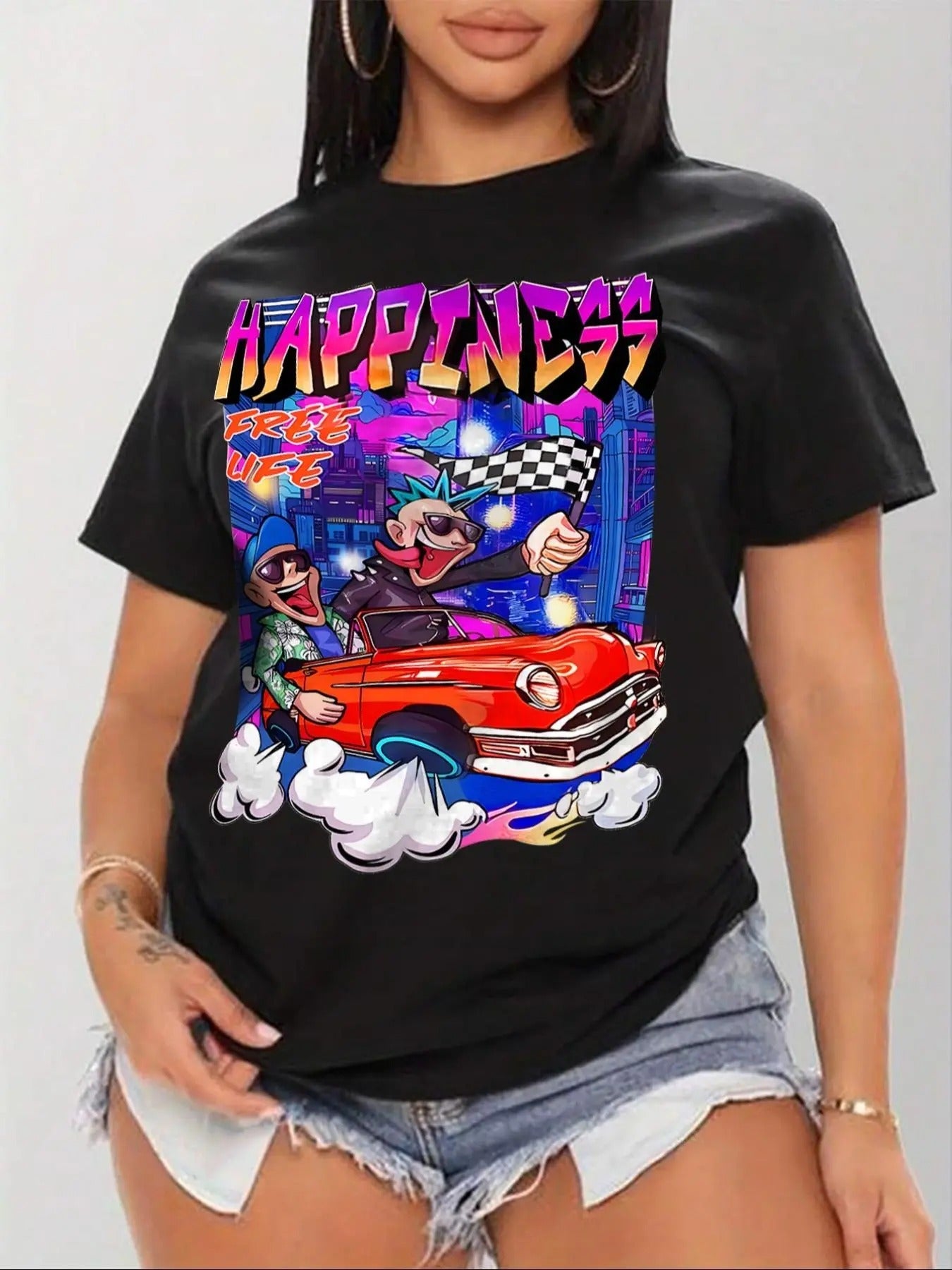 Cartoon Car Figure Print Round Neck Vintage Casual - Adult & Kids T-Shirts, Sweatshirts & Hoodies apparel design preview 1