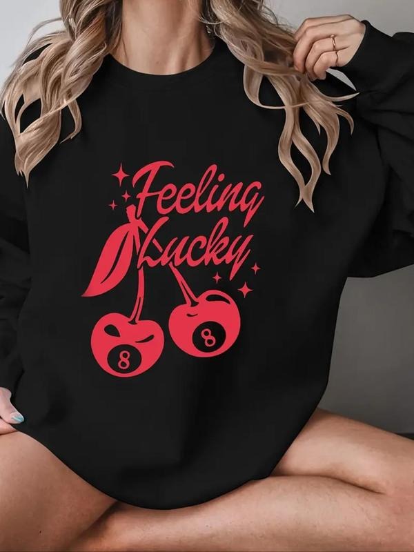 Cartoon Cherry Letter Print Drop Shoulder Casual - Adult & Kids T-Shirts, Sweatshirts & Hoodies apparel design preview 1