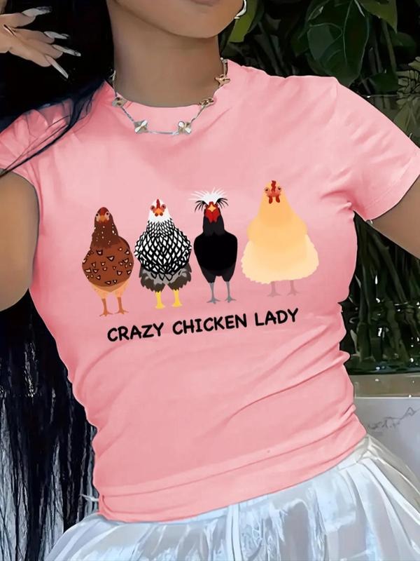 Cartoon Chicken Letter Print Round Neck Casual Crew - Adult & Kids T-Shirts, Sweatshirts & Hoodies apparel design preview 1