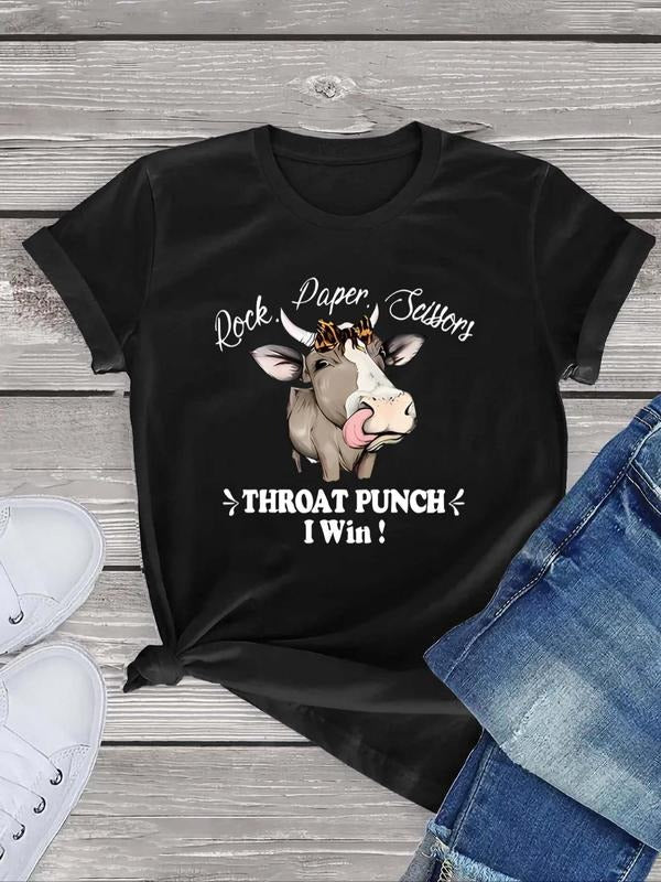 Cartoon Cow Letter Print Round Neck Vintage Casual - Adult & Kids T-Shirts, Sweatshirts & Hoodies apparel design preview 1
