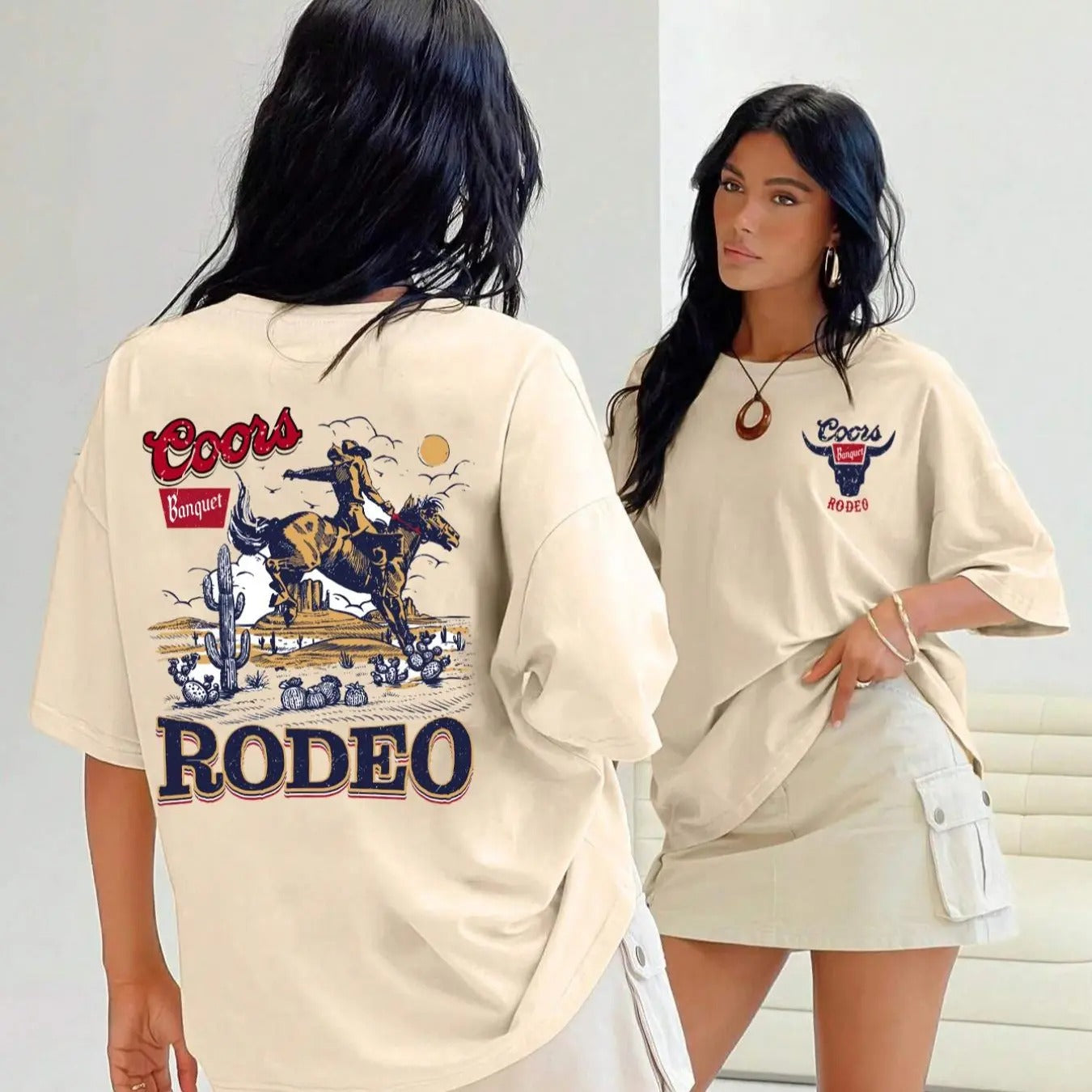 Cartoon Cowboy Letter Print Drop Shoulder Casual Half - Adult & Kids T-Shirts, Sweatshirts & Hoodies apparel design preview 1