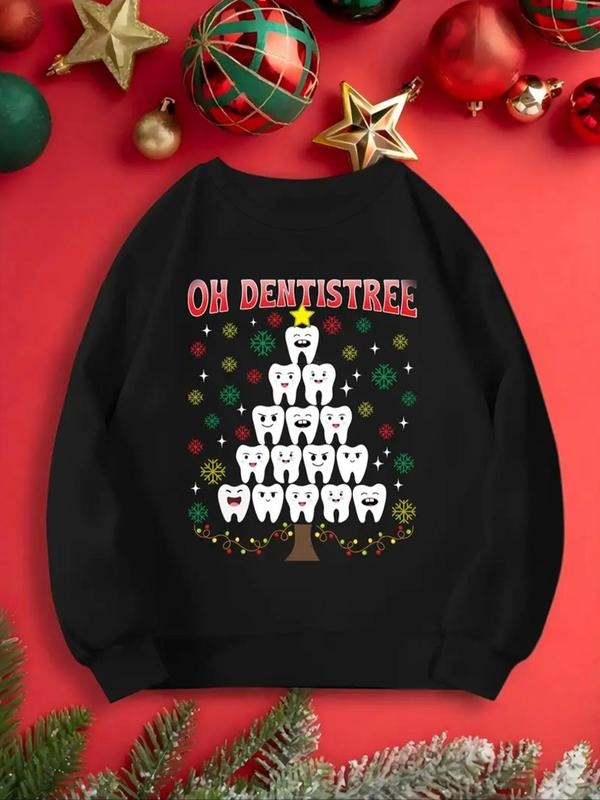 Cartoon Dentistree Print Drop Shoulder Casual Letter - Adult & Kids T-Shirts, Sweatshirts & Hoodies apparel design preview 1
