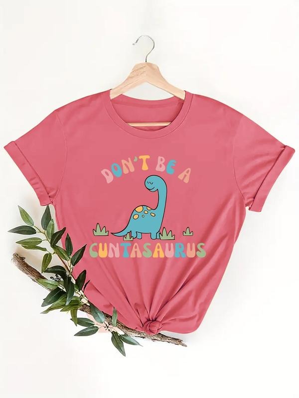 Cartoon Dinosaur Letter Print Round Neck Cute Crew - Adult & Kids T-Shirts, Sweatshirts & Hoodies apparel design preview 1