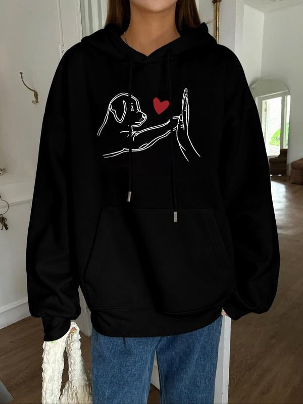 Cartoon Dog Heart Print Casual Hooded Daily Outdoor - Adult & Kids T-Shirts, Sweatshirts & Hoodies apparel design preview 1