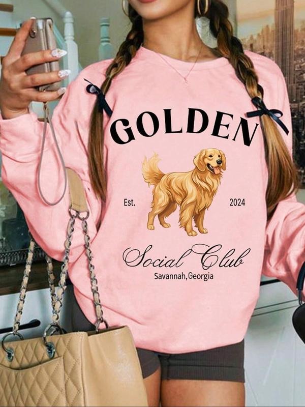 Cartoon Dog Letter Print Crew Neck Casual Drop - Adult & Kids T-Shirts, Sweatshirts & Hoodies apparel design preview 1