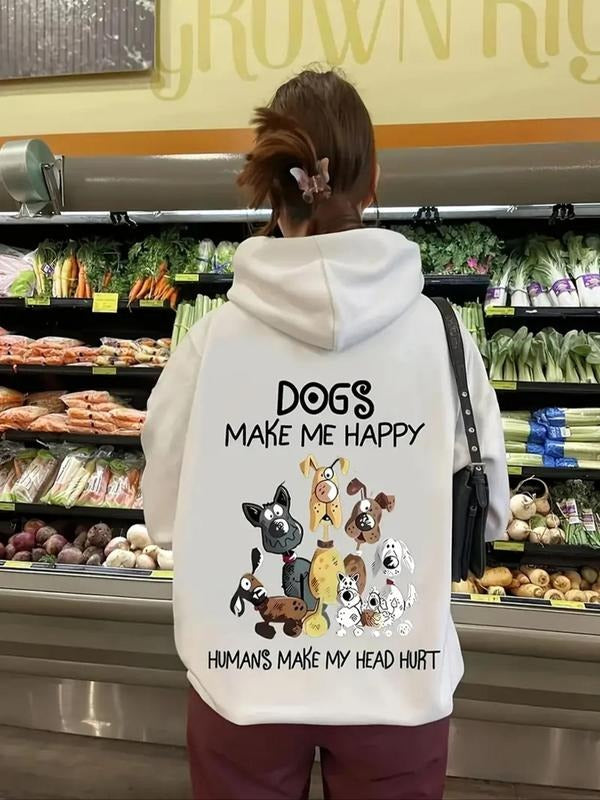 Cartoon Dog Letter Print Drawstring Casual Hooded - Adult & Kids T-Shirts, Sweatshirts & Hoodies apparel design preview 1