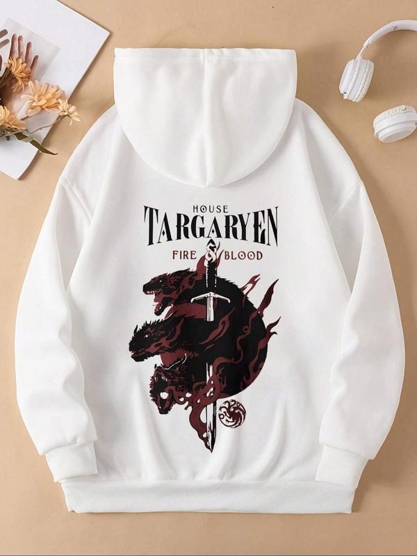 Cartoon Dragon Letter Print Drawstring Casual Pocket - Adult & Kids T-Shirts, Sweatshirts & Hoodies apparel design preview 1