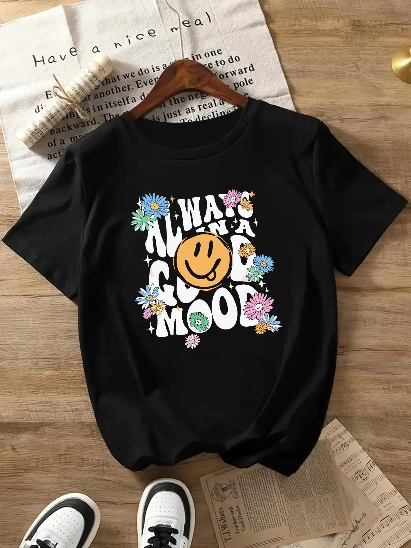 Cartoon Face Letter Print Round Neck Casual Crew - Adult & Kids T-Shirts, Sweatshirts & Hoodies apparel design preview 1