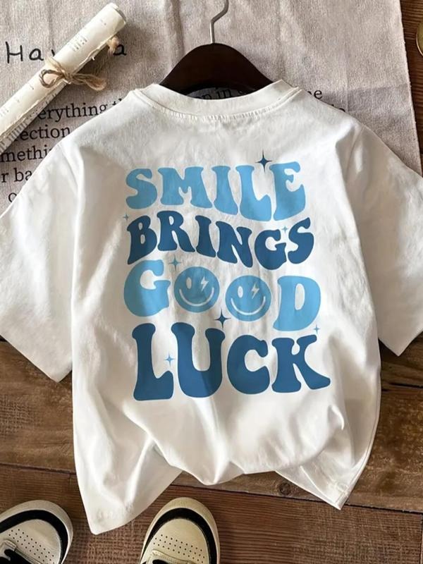 Cartoon Face Letter Print Round Neck Casual Short - Adult & Kids T-Shirts, Sweatshirts & Hoodies apparel design preview 1