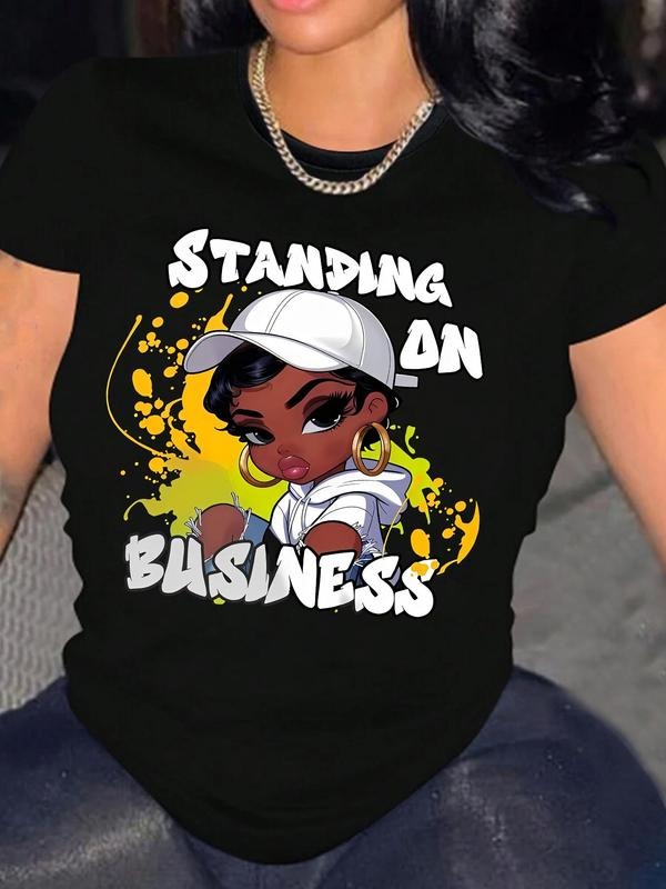 Cartoon Figure Letter Print Round Neck Vintage Casual - Adult & Kids T-Shirts, Sweatshirts & Hoodies apparel design preview 1