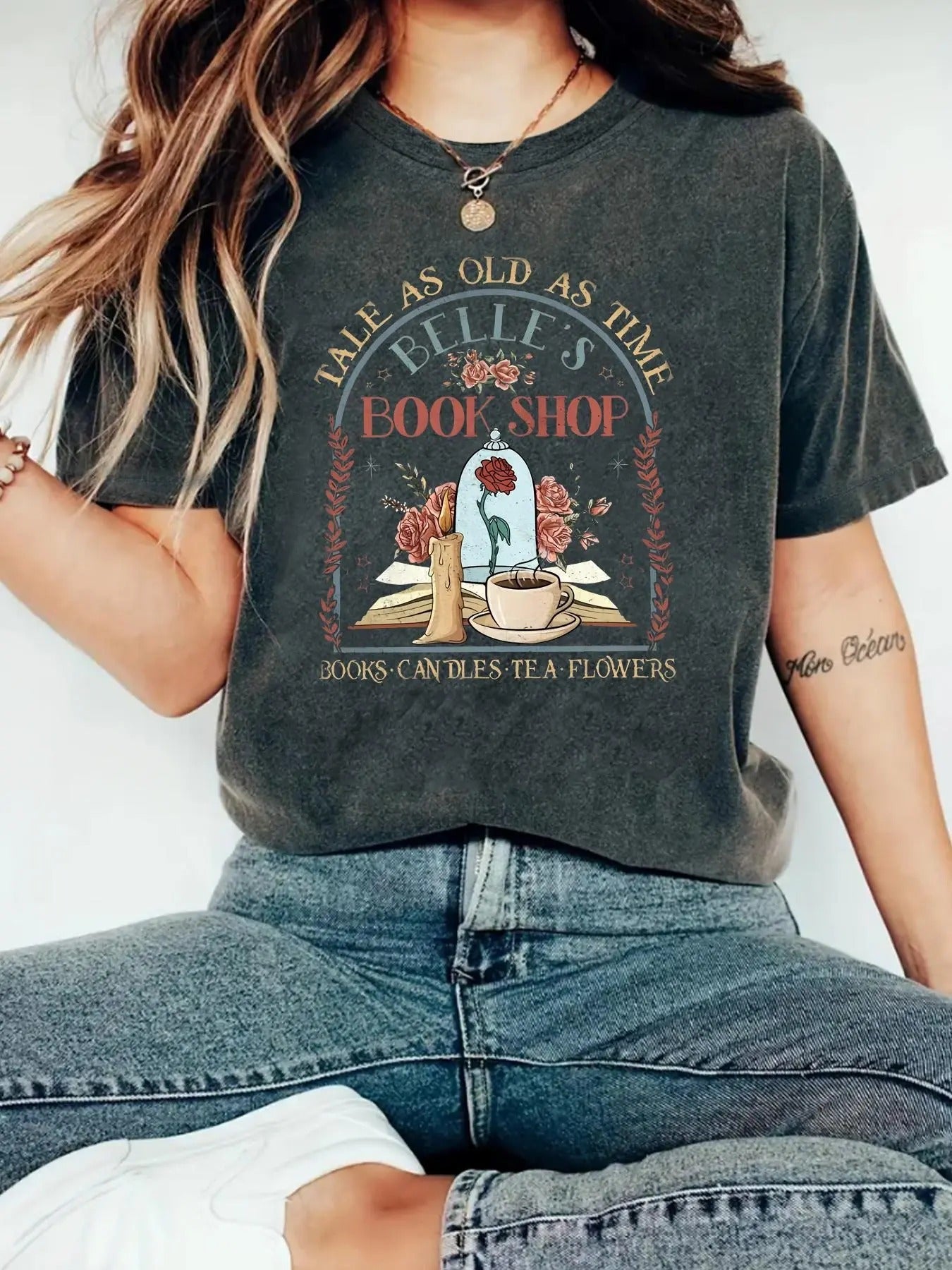 Cartoon Floral Letter Print Drop Shoulder Casual - Adult & Kids T-Shirts, Sweatshirts & Hoodies apparel design preview 1
