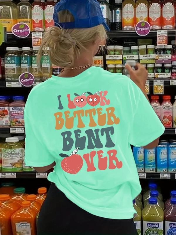 Cartoon Fruit Letter Print Short Sleeve Casual Round - Adult & Kids T-Shirts, Sweatshirts & Hoodies apparel design preview 1