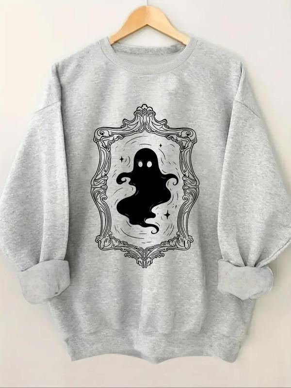 Cartoon Ghost Print Drop Shoulder Casual Round Neck - Adult & Kids T-Shirts, Sweatshirts & Hoodies apparel design preview 1