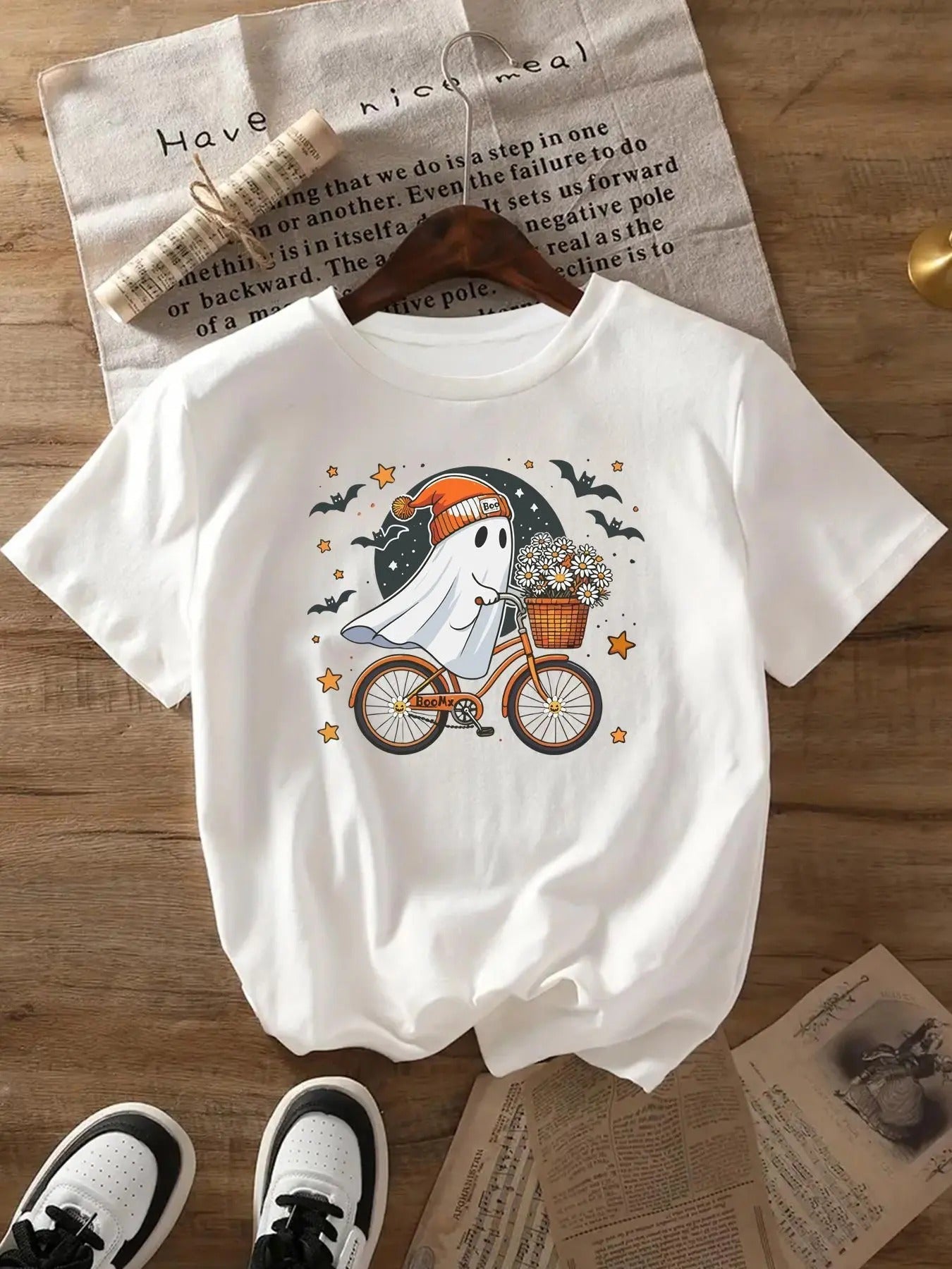 Cartoon Ghost Print Round Neck Casual Short Sleeve - Adult & Kids T-Shirts, Sweatshirts & Hoodies apparel design preview 1
