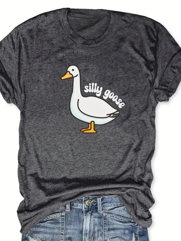 Cartoon Goose Letter Print Round Neck Casual Short - Adult & Kids T-Shirts, Sweatshirts & Hoodies apparel design preview 1