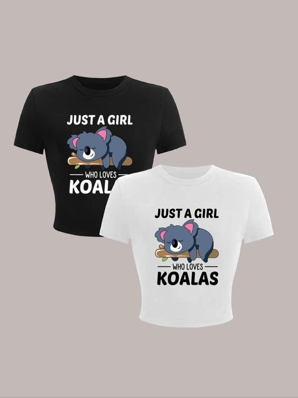 Cartoon Koala Letter Print Round Neck Casual Short - Adult & Kids T-Shirts, Sweatshirts & Hoodies apparel design preview 1