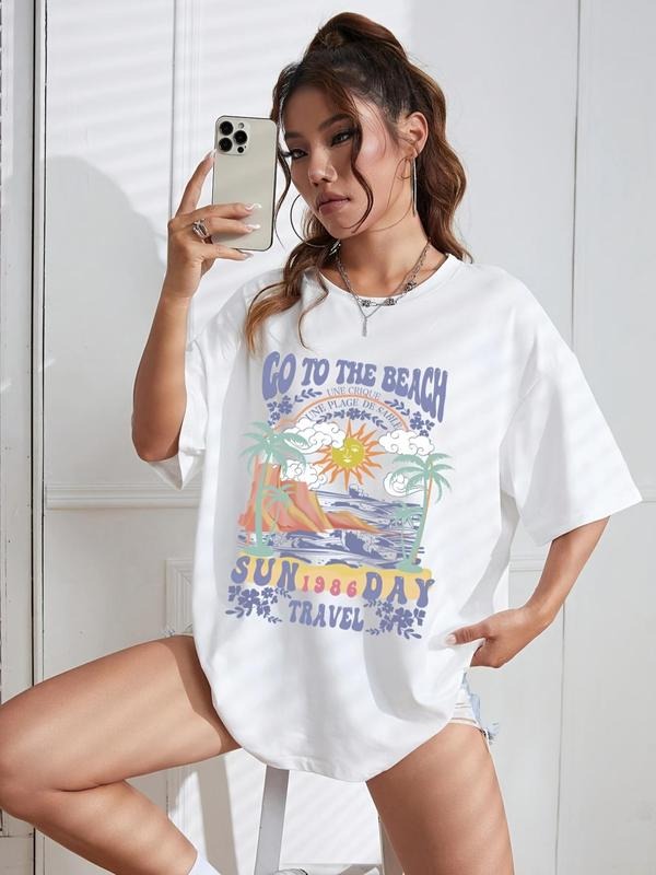 Cartoon Landscape Letter Print Round Neck Vintage - Adult & Kids T-Shirts, Sweatshirts & Hoodies apparel design preview 1