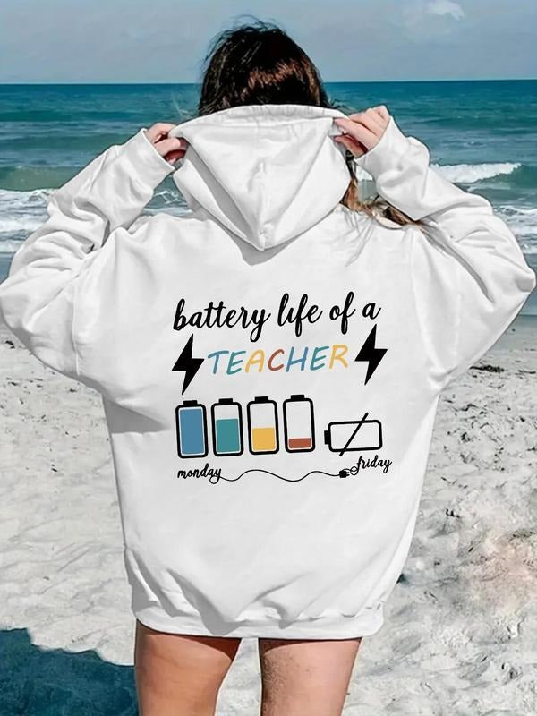 Cartoon Letter Print Drop Shoulder Casual Drawstring - Adult & Kids T-Shirts, Sweatshirts & Hoodies apparel design preview 1