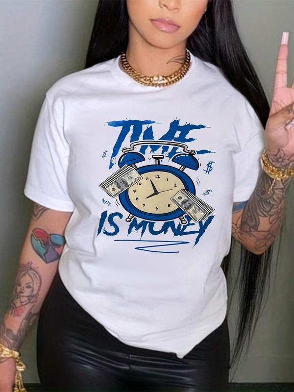 Cartoon Money Clock Print Round Neck Vintage Casual - Adult & Kids T-Shirts, Sweatshirts & Hoodies apparel design preview 1