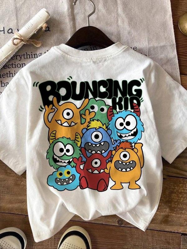 Cartoon Monster Letter Print Round Neck Casual Short - Adult & Kids T-Shirts, Sweatshirts & Hoodies apparel design preview 1