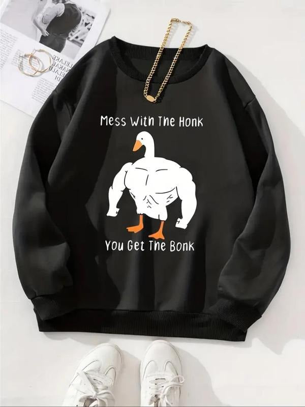 Cartoon Muscle Goose Letter Print Drop Shoulder - Adult & Kids T-Shirts, Sweatshirts & Hoodies apparel design preview 1