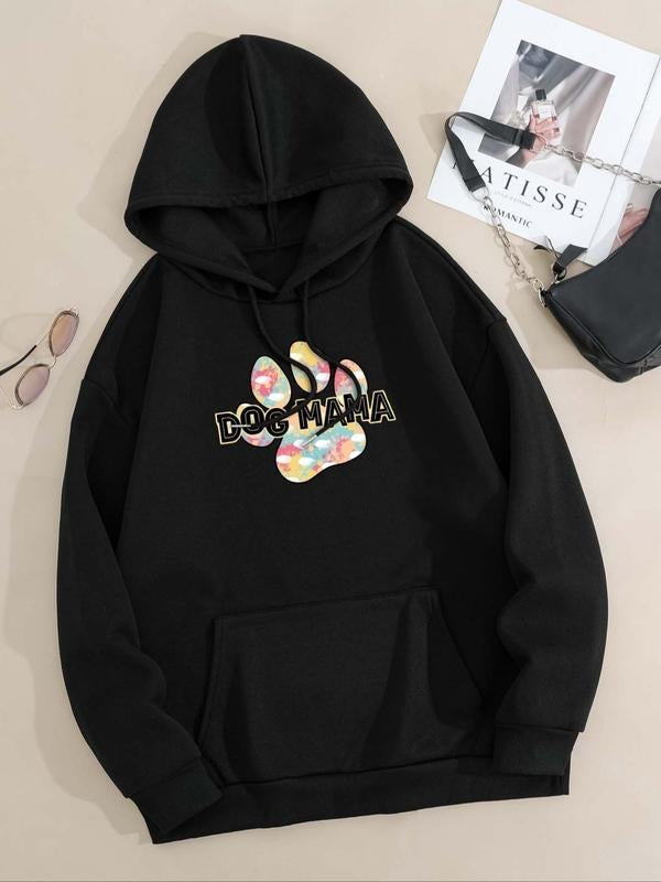 Cartoon Paw Letter Print Drop Shoulder Casual - Adult & Kids T-Shirts, Sweatshirts & Hoodies apparel design preview 1