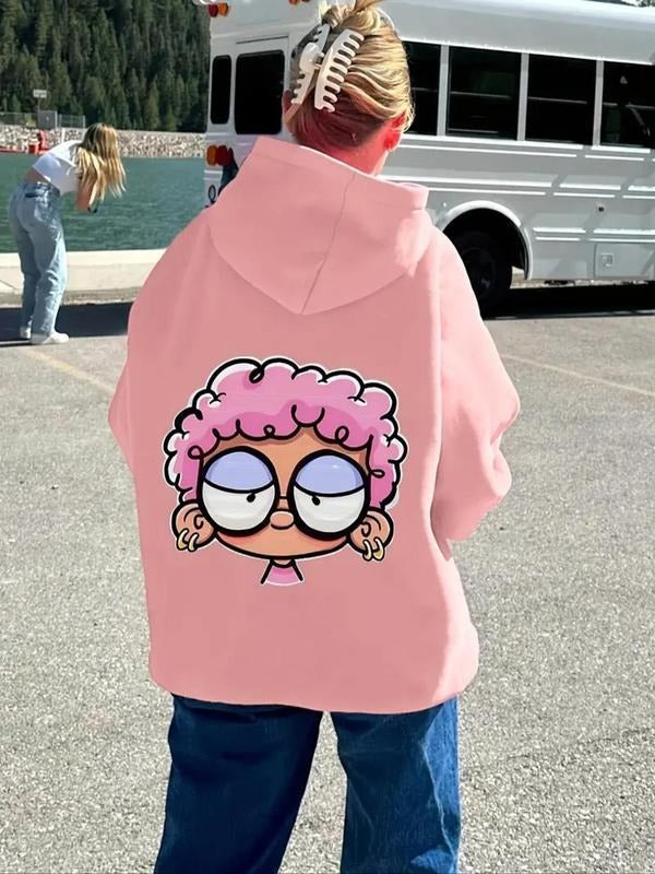 Cartoon Print Drawstring Pocket Casual Drop Shoulder - Adult & Kids T-Shirts, Sweatshirts & Hoodies apparel design preview 1