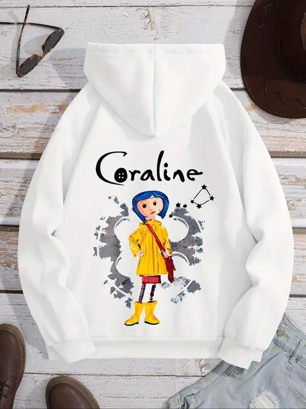 Cartoon Print Drawstring Pocket Casual Drop Shoulder - Adult & Kids T-Shirts, Sweatshirts & Hoodies apparel design preview 1