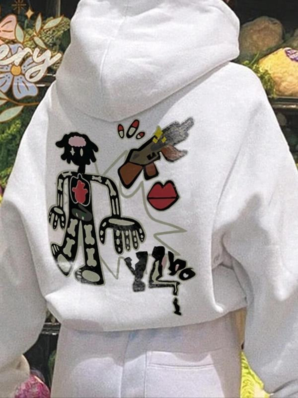 Cartoon Print Drawstring Pocket Casual Hooded Daily - Adult & Kids T-Shirts, Sweatshirts & Hoodies apparel design preview 1