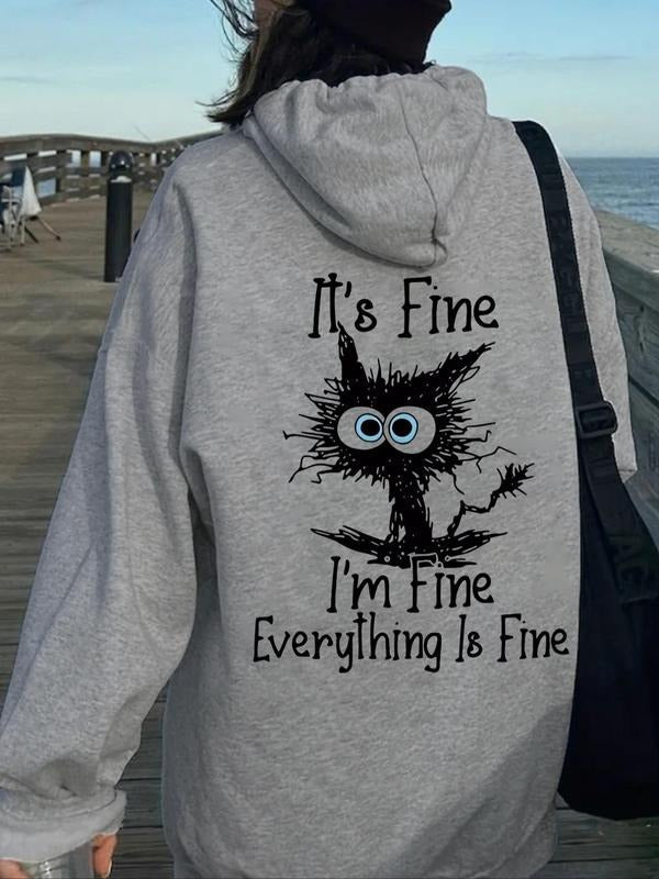 Cartoon Print Drop Shoulder Casual Drawstring Pocket - Adult & Kids T-Shirts, Sweatshirts & Hoodies apparel design preview 1