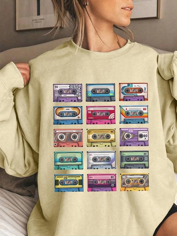 Cartoon Print Drop Shoulder Casual Round Neck Fall - Adult & Kids T-Shirts, Sweatshirts & Hoodies apparel design preview 1