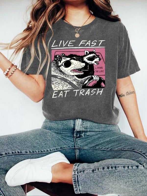 Cartoon Print Round Neck Vintage Casual Short Sleeve - Adult & Kids T-Shirts, Sweatshirts & Hoodies apparel design preview 1