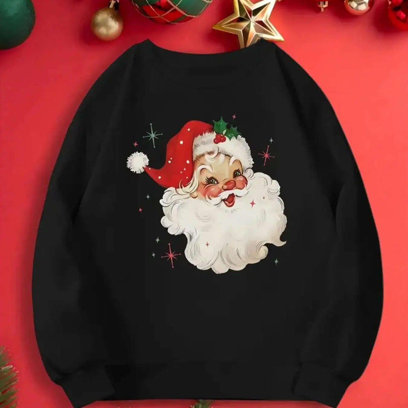 Cartoon Santa Claus Print Round Neck Casual Fall - Adult & Kids T-Shirts, Sweatshirts & Hoodies apparel design preview 1