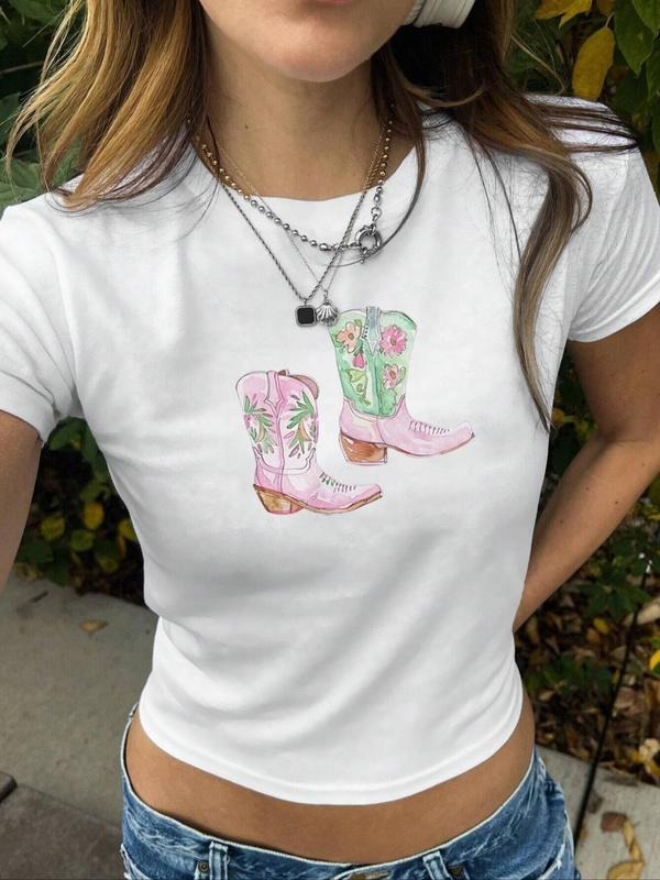 Cartoon Shoes Floral Print Round Neck Casual Crew - Adult & Kids T-Shirts, Sweatshirts & Hoodies apparel design preview 1