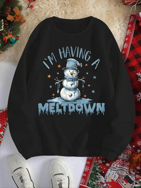 Cartoon Snowman Letter Print Crew Neck Casual Fall - Adult & Kids T-Shirts, Sweatshirts & Hoodies apparel design preview 1