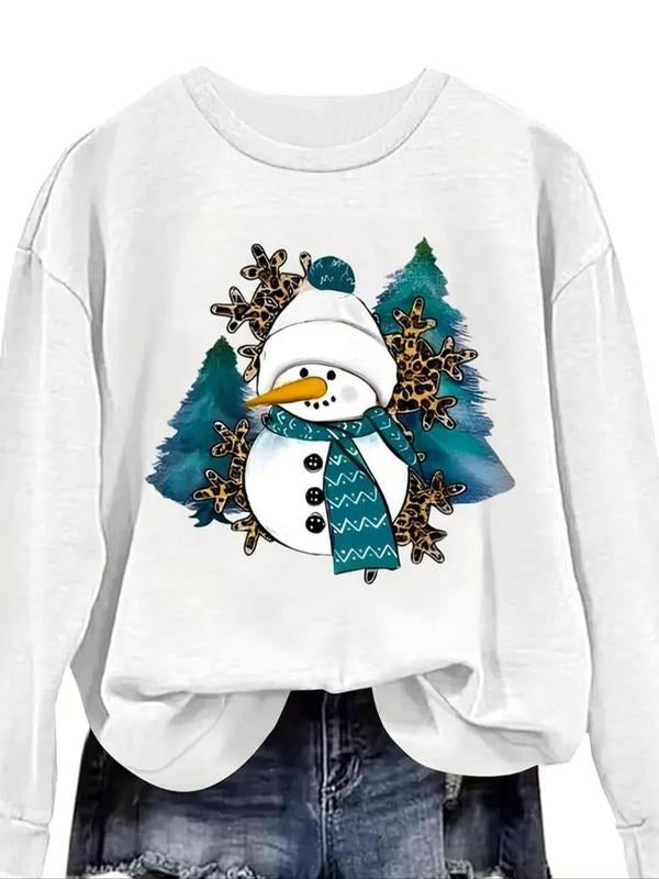Cartoon Snowman Print Crew Neck Casual Fall Winter - Adult & Kids T-Shirts, Sweatshirts & Hoodies apparel design preview 1