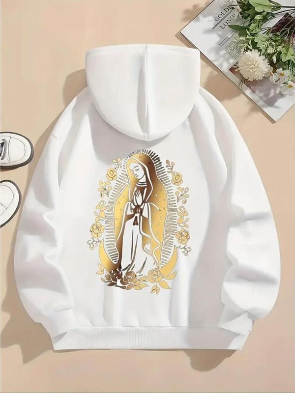 Cartoon Virgin Mary Print Drop Shoulder Thermal Lined - Adult & Kids T-Shirts, Sweatshirts & Hoodies apparel design preview 1