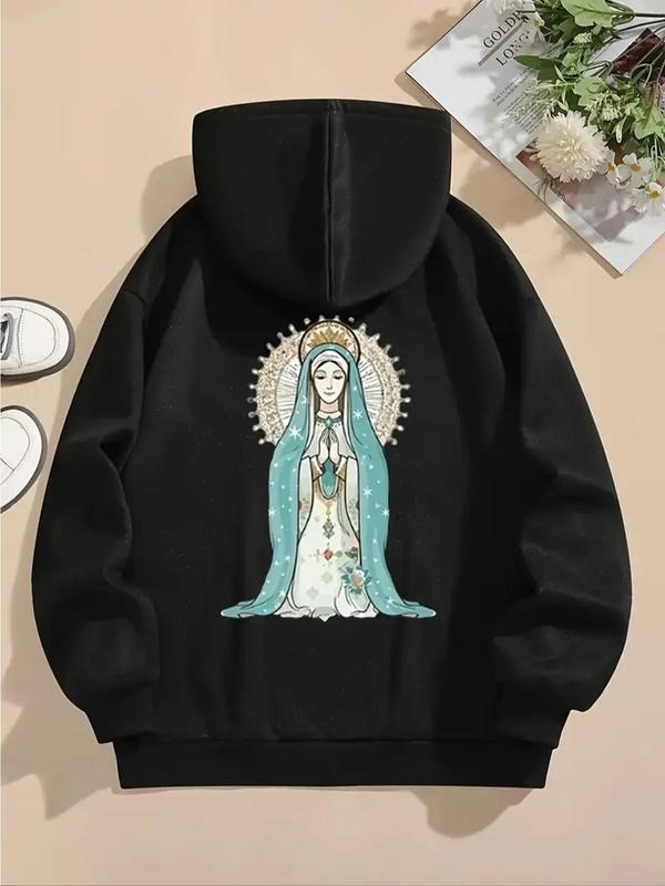 Cartoon Virgin Mary Print Drop Shoulder Thermal Lined - Adult & Kids T-Shirts, Sweatshirts & Hoodies apparel design preview 1