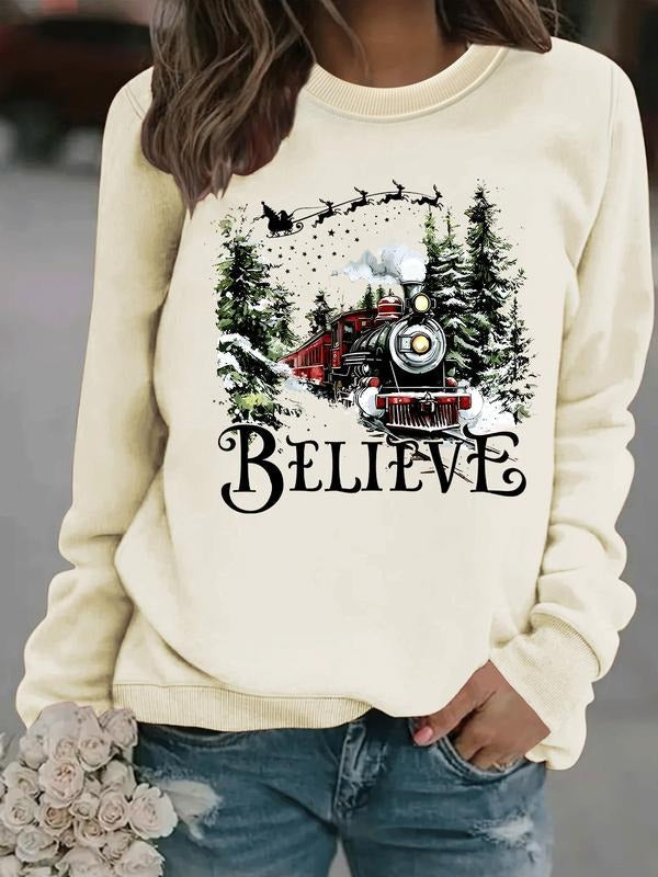 Casual Believe Train Pattern Soft Round Neck Comfort - Adult & Kids T-Shirts, Sweatshirts & Hoodies apparel design preview 1