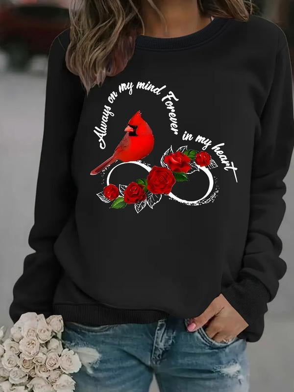 Casual Bird Rose Print Soft Round Neck Comfort Fit - Adult & Kids T-Shirts, Sweatshirts & Hoodies apparel design preview 1