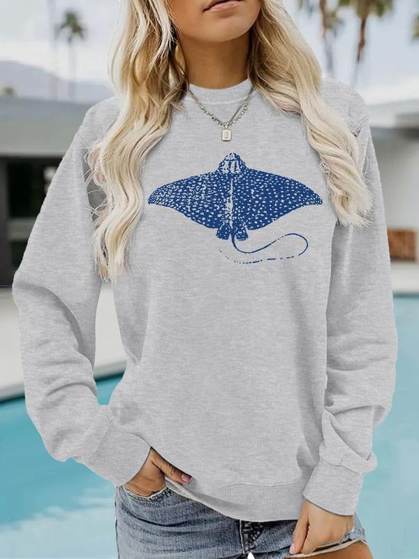 Casual Blue Devil Fish Print Soft Round Neck - Adult & Kids T-Shirts, Sweatshirts & Hoodies apparel design preview 1