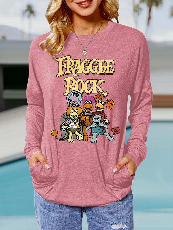 Casual Cartoon Print Loose Fit Round Neck Top Pockets - Adult & Kids T-Shirts, Sweatshirts & Hoodies apparel design preview 1